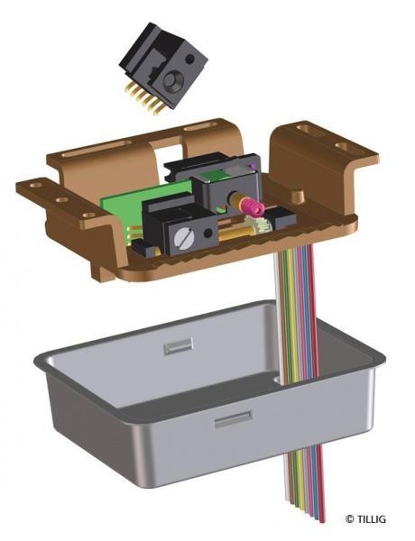 Motorized turnout mechanism to be mounted below baseboard<br /><a href='images/pictures/Tillig/86112.jpg' target='_blank'>Full size image</a>